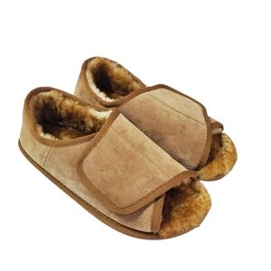 Hammacher Schlemmer Mens Adjustable Sheepskin Indoor Outdoor Slippers Size XL 11